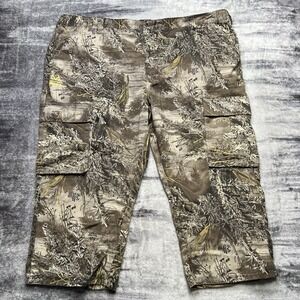 Realtree Cargo Pants Mens 3XL 49x24 Brown Camo Elastic Waist Big Hunting